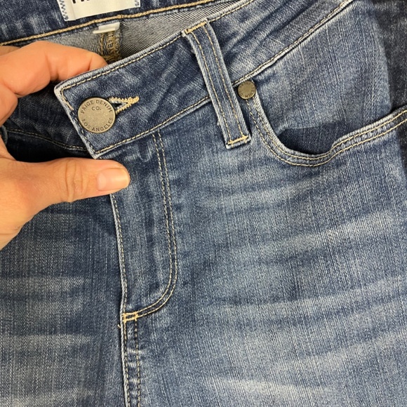 PAIGE Verdugo Ankle Skinny Jeans Side Stripes Mid Rise Raw Hem Size 28 Blue - Picture 8 of 12